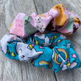 Uni Kitty and Cat ice cream cones- Scrunchie - hair tie - scrunchies