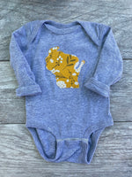Wisconsin Bodysuit Gold Floral 0-18 months Long Sleeves, Short Sleeves, WI State Appliqué, Shower Gift Baby Girl