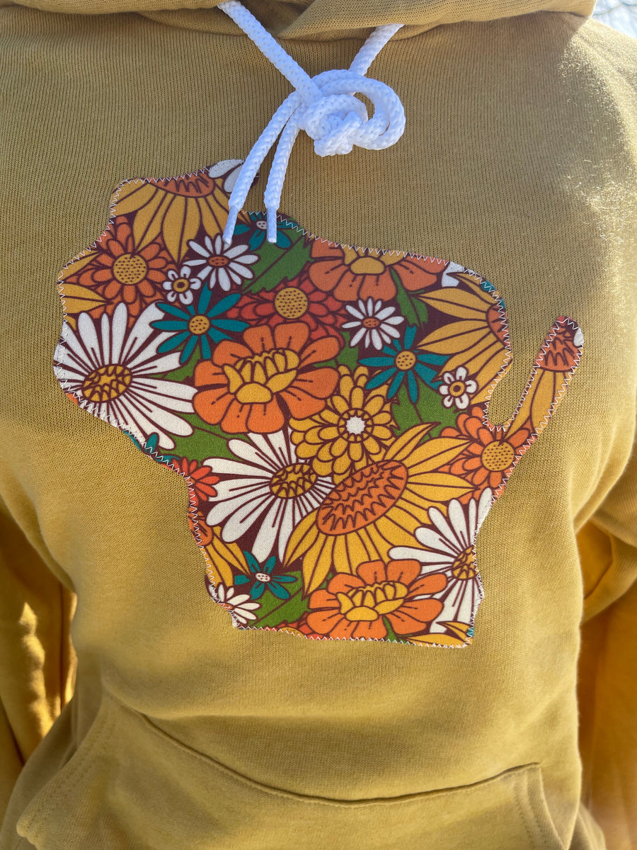 Retro Floral Mustard Wisconsin Sweatshirt – Pearly Grey