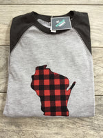 Wisconsin BaseBall T Buffalo Plaid