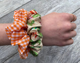 Cactus & Orange Gingham Scrunchies