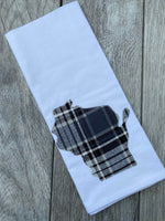 Black and Gray Plaid Wisconsin Flour Sack Towel