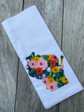 Floral Wisconsin Applique Flour Sack Towel