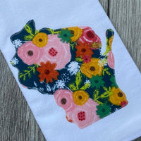 Floral Wisconsin Applique Flour Sack Towel