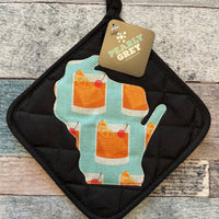 Old Fashioned Cocktails Blue Flour Sack Towel